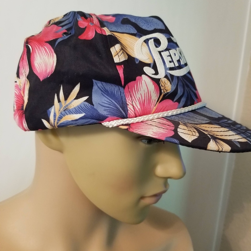 Rare vintage Pepsi cola Spellout Floral Hat cap - Picture 4 of 8
